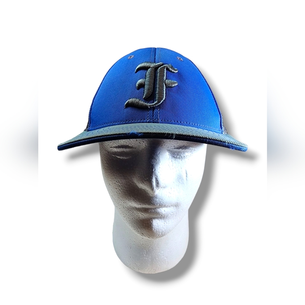 Pacific Headwear Pro-Model Adult Letter "F” Blue & Gray Baseball Flexfit Hat Cap